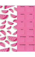 Watermelon Notebook: 2019 Calendar College Ruled Page Lined Paper with Weekly Checklist and Date Space There Are Table Header for Write Topic and Dotted Grid Line for Ea