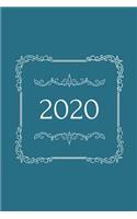 2020: A Simple & Modern Weekly Planner for the End of the Decade: 6x9 Satin Matte Teal Blue Vintage Inpired Cover