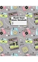 Blank Sheet Music Notebook: Easy Blank Staff Manuscript Book Large 8.5 X 11 Inches Musician Paper Wide 12 Staves Per Page for Piano, Flute, Violin, Guitar, Trumpet, Drums, Cell