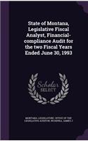 State of Montana, Legislative Fiscal Analyst, Financial-Compliance Audit for the Two Fiscal Years Ended June 30, 1993