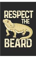 Respect The Beard: Bearded Dragon. Blank Composition Notebook to Take Notes at Work. Plain white Pages. Bullet Point Diary, To-Do-List or Journal For Men and Women.