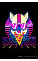 EDM Vaporwave Cat Notebook: Vaporwave EDM Pizza Cat Blank Composition Notebook for Journaling & Writing (120 Lined Pages, 6" x 9")