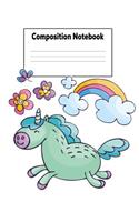 Composition Notebook: Happy Unicorn College Ruled Lined Pages Book (7.44 X 9.69)