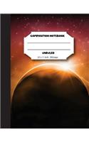 Composition notebook unruled 8.5x11 inch 200 page, Midnight Space Eclipse: Large composition book journal for school student/teacher/office