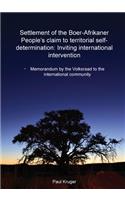 Settlement of the Boer-Afrikaner People's Claim to Territorial Self-Determination