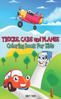 Trucks, Cars and Planes Coloring Book For Kids