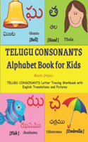 TELUGU CONSONANTS Alphabet Book for Kids: Learn Telugu Alphabet TELUGU CONSONANTS Letter Tracing Workbook with English Translations and Pictures 36 TELUGU Consonants with 4 page per Alphabet