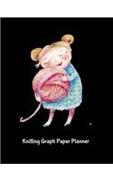 Knitting Graph Paper Planner: Design Notebook, Blank Knitter Patterns Book, 2:3 Ratio, Knitting Mother Grandma with Yarn Ball on Black