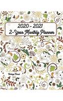 2020 - 2021 Vintage Floral 2-Year Planner 8x10: Agenda Planner For 24 Months Calendar, Appointment Notebook