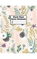 Blank Sheet Music Notebook: Easy Blank Staff Manuscript Book Large 8.5 X 11 Inches Musician Paper Wide 12 Staves Per Page for Piano, Flute, Violin, Guitar, Trumpet, Drums, Cell