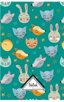 Notebook Journal Dot-Grid, Graph, Lined, No lined: Colorful Wild Animal Set Cutie Drawing Fox Cat and Rabbits: Small Pocket Notebook Journal Diary, 120 pages, 5.5" x 8.5"(Blank Notebook Journal)