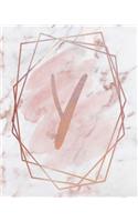 Letter Y Lined Journal: Rose Gold Monogram Lined Journal - 150 Pages - 8x10 inch