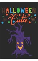 Halloween Cutie: Funny Halloween Tree Notebook to write in - black background, purple tree, crazy life, spider