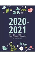 2020-2021 Two Year Planner: Unique Floral Design: Optimal Two-Page Monthly Spread Organizer For Easy View Of Schedules - Includes Notes Pages