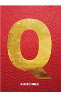 Q Notebook: Letter 'q' Notebook, Composition, Exercise or Log or Study Book - Red Cover