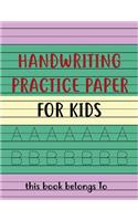 Handwriting practice paper for kides