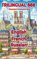 Trilingual 888 English French Russian Illustrated Vocabulary Book