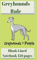 Greyhounds Rule Blank Lined Notebook 6 X 9 150 Pages: Greyhounds Better Than People