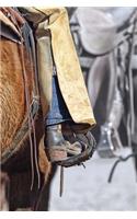 View of a Rider on Horseback: Cowboy Boots, Chaps and Stirrups Journal: 150 Page Lined Notebook/Diary