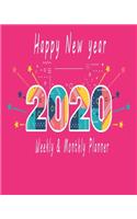Happy new year 2020 Planner Weekly and Monthly: Jan 1, 2020 to Dec 31, 2020: Weekly & Monthly Planner + Calendar Views - Inspirational Quotes and Navy Floral Cover - ... December 2020 (2020 Pretty
