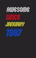 Awesome Since January 1987 Notebook Birthday Gift