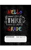 Hello Third Grade Composition Book (Wide Ruled/ 110 pages/ 7.44x9.69)