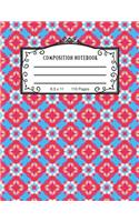 Composition Notebook: Cute Geometric Pink and Blue Pattern Lined Notebook 8.5 x 11 for Girls