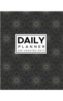 Daily Planner 365 Undated Days: Gray Geometric 8"x10" Hourly Agenda, water tracker, fitness log, goal tracker, habit tracker, meal planner, notes, doodles