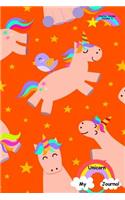 My Unicorn Journal - Journal Series Volume 5: 6 x 9 inches 150 pages (75 sheets) Lined Journal - Date line and 22 wide ruled lines for writing. Bright Orange glossy cover with unicorns, birds an(5 My Unicorn Journal - Journal)