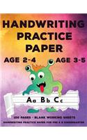 Handwriting Practice Paper: Cute Monsters Handwriting Workbook For Pre K, Kindergarten and Kids (Age 2-4, 3-5) - Handwriting Printing Workbook - Lined Paper Handwriting Practic