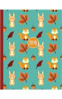 2019 Planner; Rabbits & Foxes: 12 Months Week to two-page Diary 140 pages 8.5 x 11 with Contacts - Password - Birthday lists(2019 Weekly Planner Organizer Diary Journal)