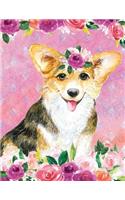 My Big Fat Journal Notebook For Dog Lovers Corgi In Flowers: Jumbo Sized Ruled Notebook Journal - 300 Plus Lined and Numbered Pages With Index For Journaling, Writing, Planning and Doodling In Large 8.5 by 11 