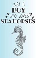 Just A Boy Who Loves Seahorses: Cute Seahorse Lovers Journal / Notebook / Diary / Birthday Gift (6x9 - 110 Blank Lined Pages)