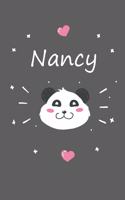 Nancy: Personalisiertes Panda Tage-/Notizbuch mit dem Vornamen Nancy und ganzen 100 linierten Seiten im 6x9 Zoll Format (ca.DIN A5). Optimal als Schreibhef