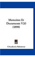 Memoires Et Documents V20 (1898)