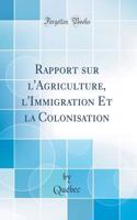 Rapport Sur l'Agriculture, l'Immigration Et La Colonisation (Classic Reprint)