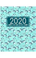 2020 Weekly Planner and daily diary: from Jan 1, 2020 to Dec 31, Cute diaries for write memories in, flamingo Cover with Colorful Pattern, Organizer Calendar & Diary for new year, prett
