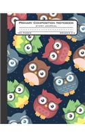 Primary Composition Notebook Story Journal: Cute Owl Birds Notebook with Picture Space and Handwriting Practice Paper for Kids in Kindergarten, First and Second Grade, 100 Blank Writing Pages 