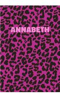 Annabeth: Personalized Pink Leopard Print Notebook (Animal Skin Pattern). College Ruled (Lined) Journal for Notes, Diary, Journaling. Wild Cat Theme Design wi