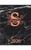 Selina: 2020. Personalized Name Weekly Planner Diary 2020. Monogram Letter S Notebook Planner. Black Marble & Rose Gold Cover. Datebook Calendar Schedule
