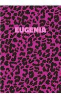 Eugenia: Personalized Pink Leopard Print Notebook (Animal Skin Pattern). College Ruled (Lined) Journal for Notes, Diary, Journaling. Wild Cat Theme Design wi