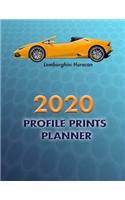 Profile Prints Planner 2020: Lamborghini Huracan supercar 2014. 8.5 x 11 Dated weekly Illustrated planner/ planning calendar for 2020. 2 pages per week.