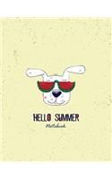 Hello summer notebook: Cute dog on yellow cover and Dot Graph Line Sketch pages, Extra large (8.5 x 11) inches, 110 pages, White paper, Sketch, Draw and Paint