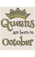Queens Are Born in October: 7.5x9.25 100 Lined Journal Pages for Your Diary
