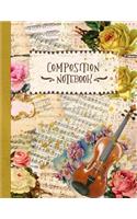Composition Notebook: Music Composition Notebook For Girls Women 8.5x11 - Large Blank Musician Note Sheet Paper Book - 12 Staves Staff Manuscript Notation Journal - Roman