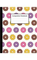 Composition Notebook: Sweet Doughnut Donuts Colorful White Pattern, 110 Pages 7.5"x9.25" College Wide Ruled Paper Notebook Journal, Blank Lined Workbook for Teens Kids St