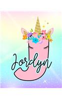 Jordyn: Girls Unicorn Journal to Write In - Personalized Journal