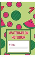 Watermelon Notebook: Watermelon gifts: cute Caper colored patterned blank Lined notebook/Journal to write in.