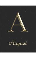 August: 1 Year Daily Planner (12 Months) - Yellow Gold Effect Letter A Initial First Name - 2020 - 2021 - 365 Pages for Planning - January 20 - December 20 