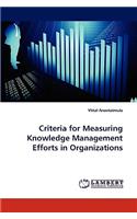 Criteria for Measuring Knowledge Management Efforts in Organizations